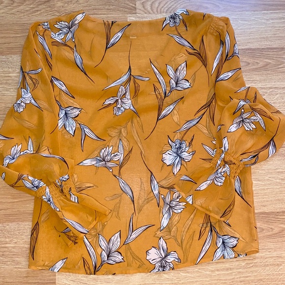 a new day Mustard Floral Blouse - Picture 4 of 4